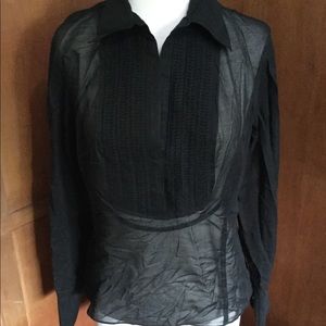 EUC Ann Taylor black linen popover